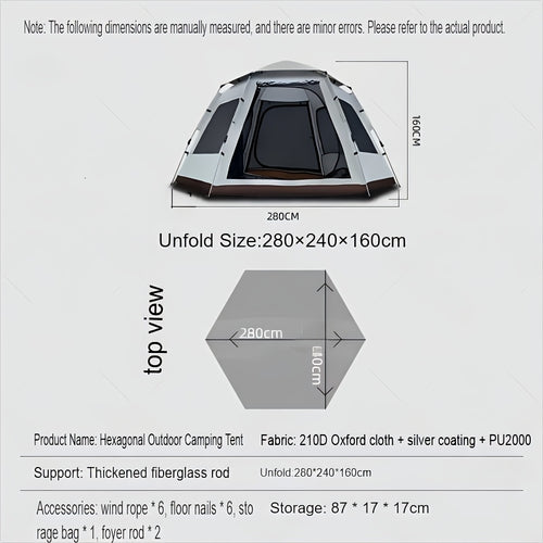 2-Person Instant Pop-Up Camping Tent | 30-Second Setup | Starlight Roof | 1500mm Waterproof